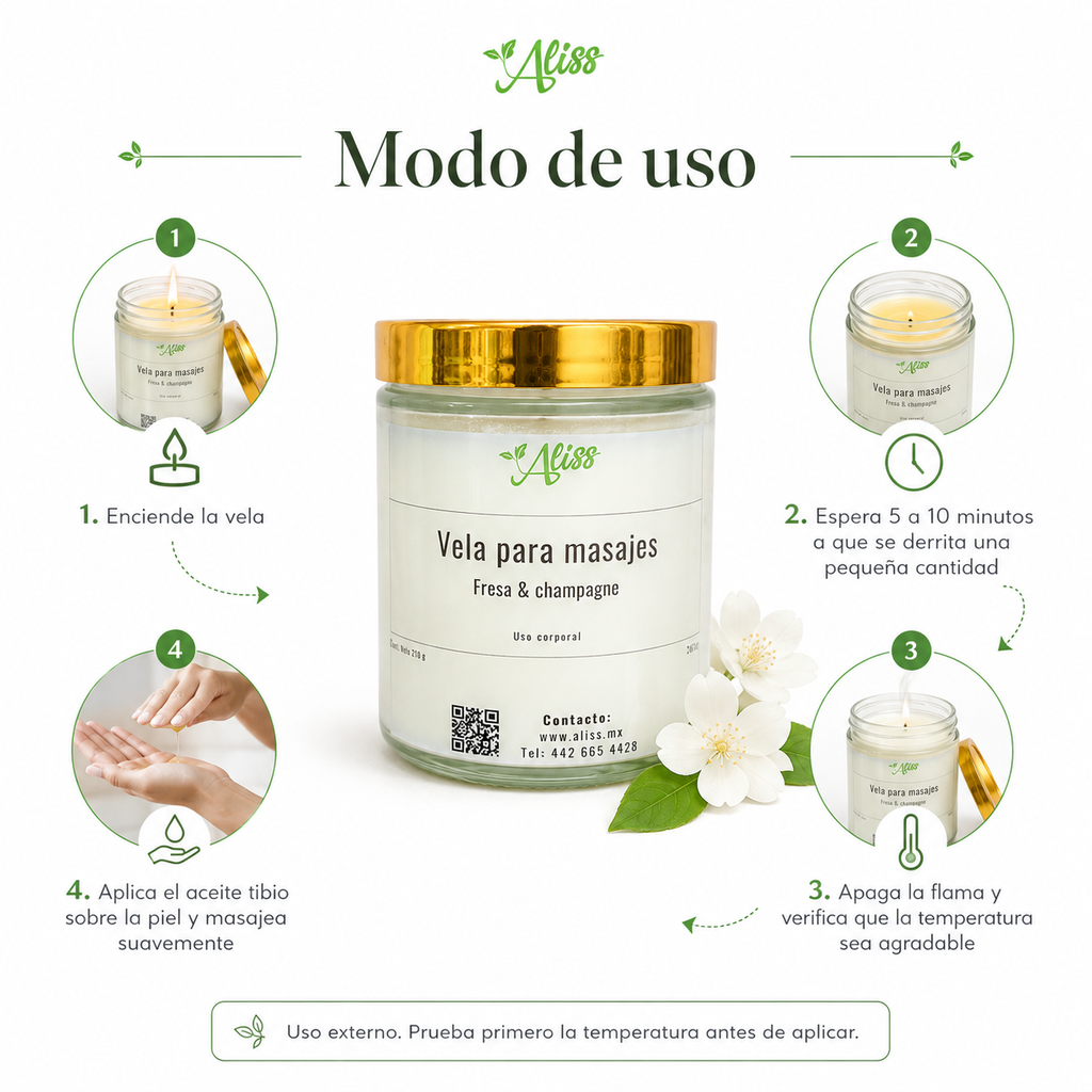 Vela de soya para masaje