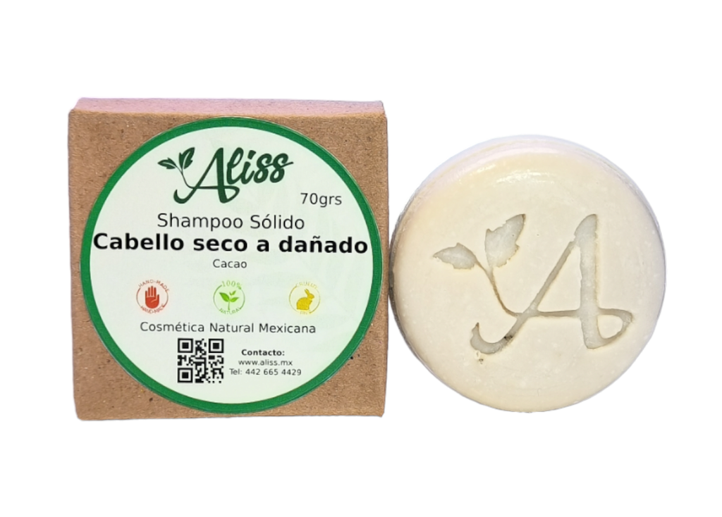 Shampoo sólido cacao cabello seco a dañado